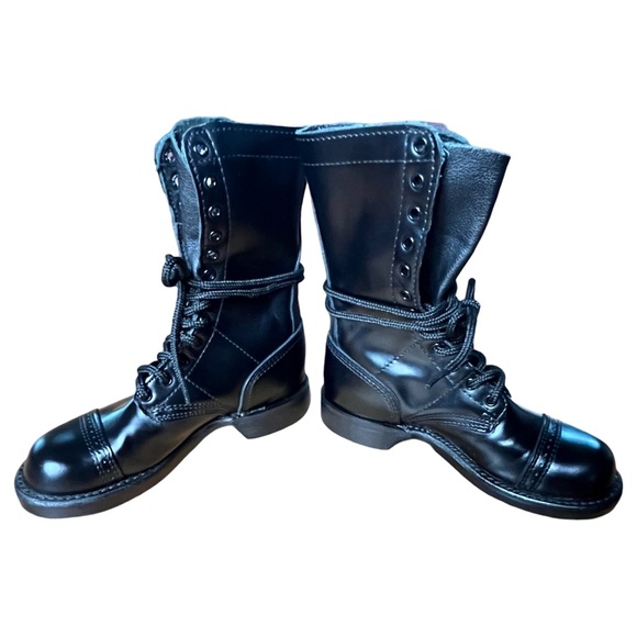 CORCORAN Women’s Lace Up Boot 1515 Black Leather Size 5 Military Moto Grunge - Picture 6 of 15